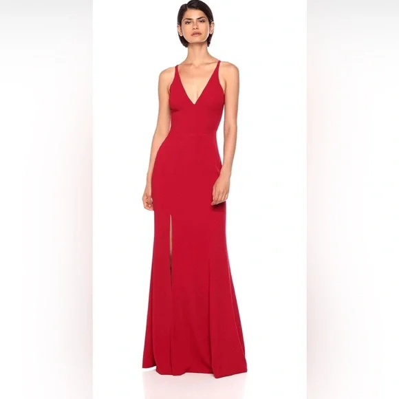 strapless open back dress Rent Dress The Population Meredith Orange Cutout Maxi Dress main image 1